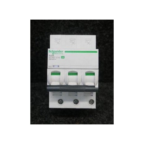 Disjoncteur 10A 3P courbe C 6kA 400V bornes auto-vis 6 pas de 9mm modulaire iDT40T XA Acti9 SCHNEIDER