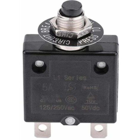 Disjoncteur 10A Interrupteur thermique de réinitialisation en option, 125-250V AC 50V DC Disjoncteur à bouton-poussoir de protection contre les surcharges de courant