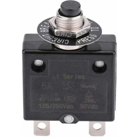 Disjoncteur 10A Interrupteur thermique de réinitialisation en option, 125-250V AC 50V DC Disjoncteur à bouton-poussoir de protection contre les surcharges de courant