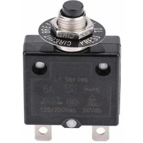 Disjoncteur 15A Interrupteur thermique de réinitialisation en option, 125-250V AC 50V DC Disjoncteur à bouton-poussoir de protection contre les surcharges de courant INHHUB