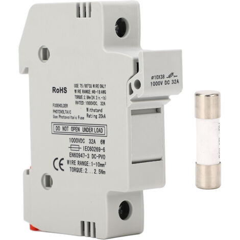 Disjoncteur 1P 32A 1000V DC avec Fusible PV 15A 10x38mm pour Protection Solaire