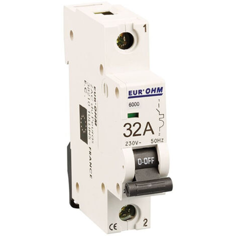 Disjoncteur 1P 32A courbe C 6kA EUR'OHM 20108
