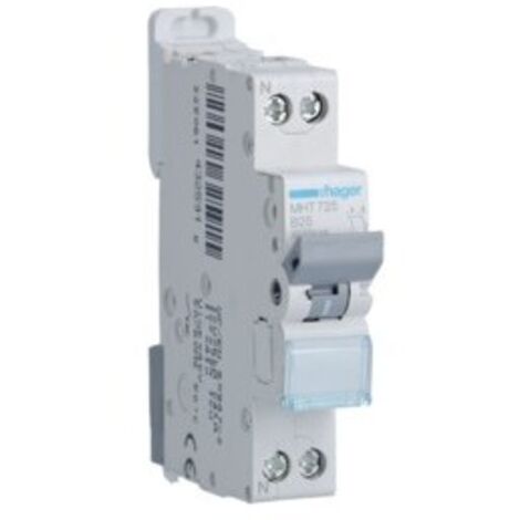 Disjoncteur 1P+N 4.5-6kA courbe B 25A 1 module HAGER MHT725