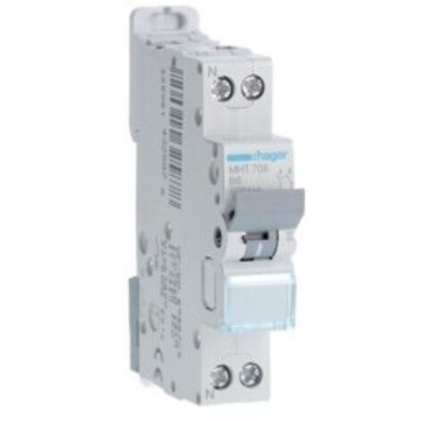 Disjoncteur 1P+N 4.5-6kA courbe B - 6A 1 module (MHT706)