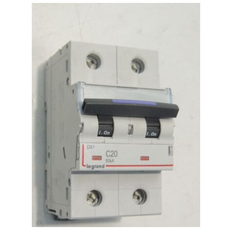 Disjoncteur 20A 2P courbe C 50kA bornes vis/vis 3 modules C20 DX3 LEGRAND 410149