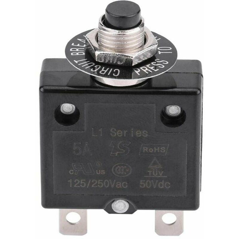 Disjoncteur 20A Interrupteur thermique de réinitialisation en option, 125-250V ac 50V dc Disjoncteur à bouton-poussoir de protection contre les