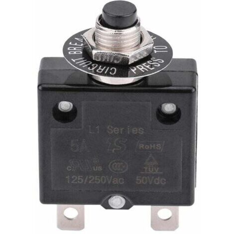 Disjoncteur 20A Interrupteur thermique de réinitialisation en option, 125-250V AC 50V DC Disjoncteur à bouton-poussoir de protection contre les surcharges de courant