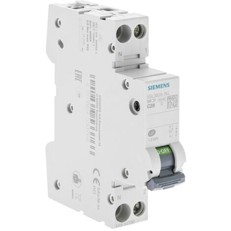 Disjoncteur 20A Ph+N courbe C 4.5kA 230V - SIEMENS