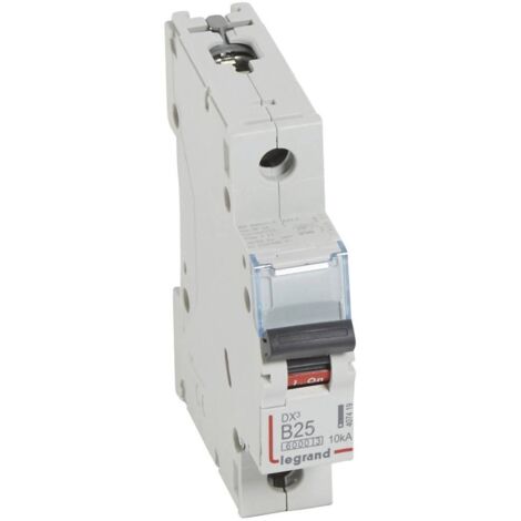 Disjoncteur 25A 1P courbe B 1 module 10kA 230-400V arrivée haute et départ bas à vis DX³6000 LEGRAND