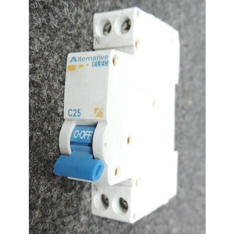 Disjoncteur 25A 1P+N courbe C 4.5kA bornes vis normes CE ALTERNATIVE ELEC AE12325