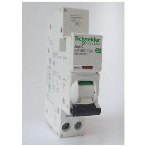 Disjoncteur 25A 1P+N courbe C 6kA bornes auto modulaire Acti9 iDT40XA Schneider