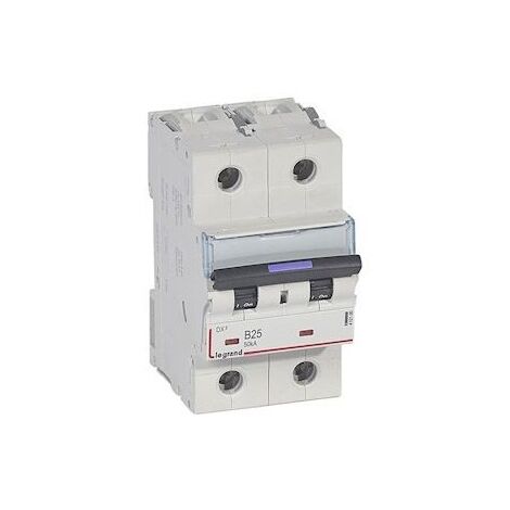 Disjoncteur 25A 2P courbe B 50kA arrivée haute/départ bas bornes vis 3M DX³ LEGRAND 410100
