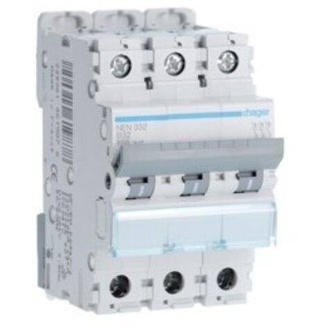 Disjoncteur 3 Pôles 6-10kA courbe B 32A 3 modules HAGER NEN332