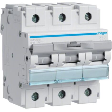 Disjoncteur 3P 15kA courbe D - 80A 4.5 modules HAGER HMD380