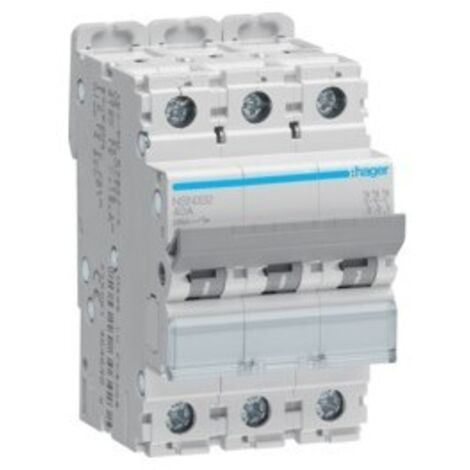 Disjoncteur 3P 20kA courbe D 32A 3 modules HAGER NSN332