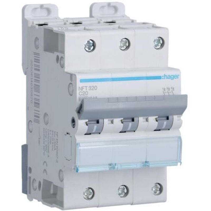 Hager - Disjoncteur 3P - Courbe c 20A - 3 modules - NFT320