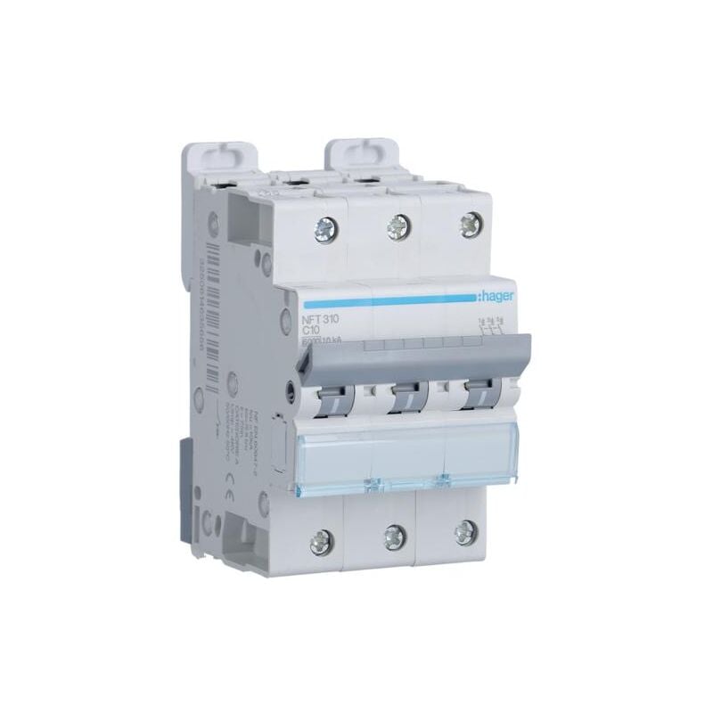 Hager - Disjoncteur 3P 6-10kA courbe c - 10A 3 modules NFT310