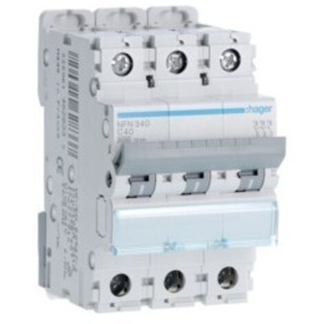 Disjoncteur 40A 3P courbe C 6/10kA 3 modules GROUPE HAGER NFN340