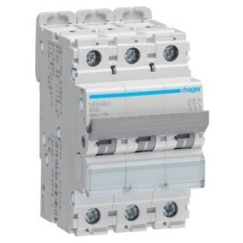 Disjoncteur - 3 poles + neutre - 15ka - courbe c - 63a - 4m Hager nrn463