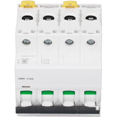 Disjoncteur 4P 40A C40A 400V pour Installation Électrique - Protection Circuit Rail DIN en Pa66
