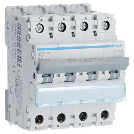 MCN116E HAGER - Disjoncteur, 230/400VAC; Icourant: 16A; Pôles: 1; pour  rail DIN