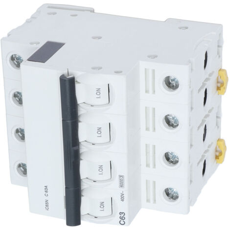 Disjoncteur 4P 63A 400V AC pour installation électrique domestique, montage sur rail DIN basse tension