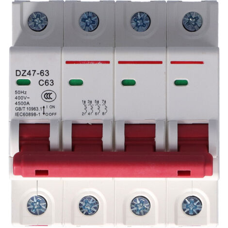 Disjoncteur 4P 63A Miniature Protection Surcharge Court-Circuit 400V Domestique