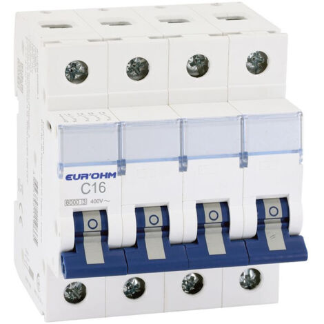 Disjoncteur 4PH 16A 6kA courbe C à vis - EUROHM - 20345