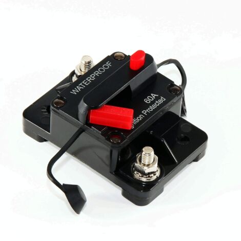 Disjoncteur 60 A étanche pour voiture avec porte-fusible à réinitialisation manuelle, pour voiture, moteur, bateau, pour protection du système d'onduleur solaire, DC 12 V-48 V