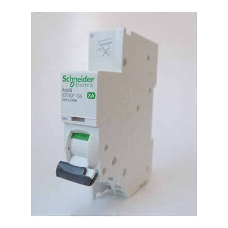 Disjoncteur 6A 1P+N courbe C 6kA bornes auto modulaire Acti9 iDT40XA Schneider