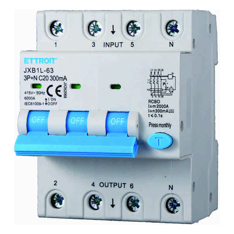 Disjoncteur à courant résiduel 3P+N 20A 300mA 380V-6KA classe a
