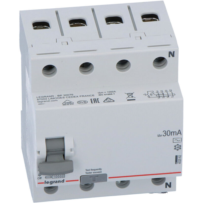 Disjoncteur à courant résiduel 4P 25A 0,03A type ac P304 RX3 402062 Legrand 3245064020626