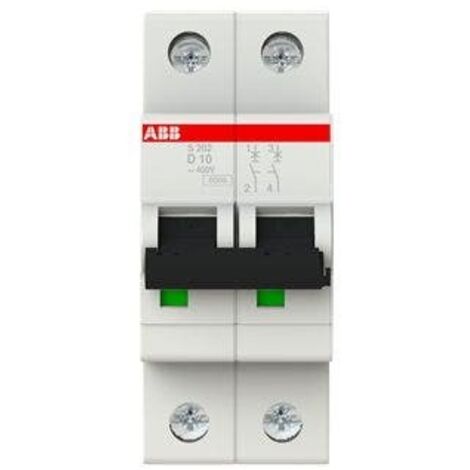 disjoncteur - abb s202 - 2 poles - 16a - courbe d - bornes à vis - 10ka - abb 2cds252001r0161