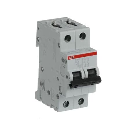 disjoncteur - abb s202 - 2 poles - 3a - courbe c - bornes à vis - 10ka - abb 2cds252001r0034