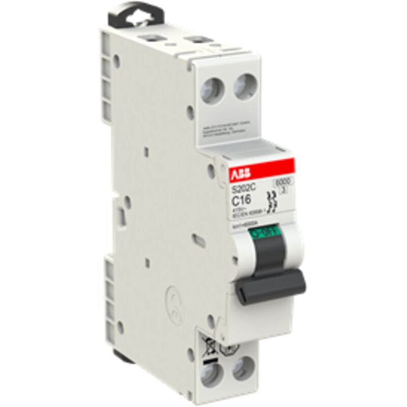 Disjoncteur ABB S202C 2P, 16A, pouvoir de coupure 6 kA, montage rail din ( Prix pour 1 )