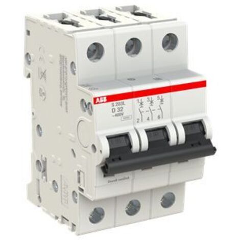 Disjoncteur ABB S203L 3P, 32A, pouvoir de coupure 6 kA ( Prix pour 1 )