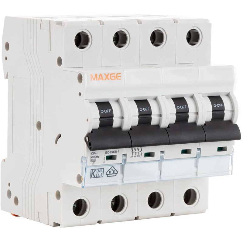 Maxge - Disjoncteur Résidentiel 4P-6kA 10-63A Courbe c 10 a