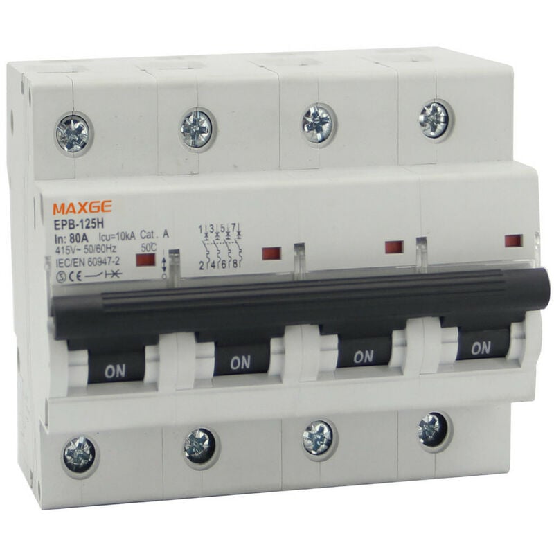 Maxge - Disjoncteur Automatique Industriel 4P-10kA 80-125A Courbe c Alpha + 100 a