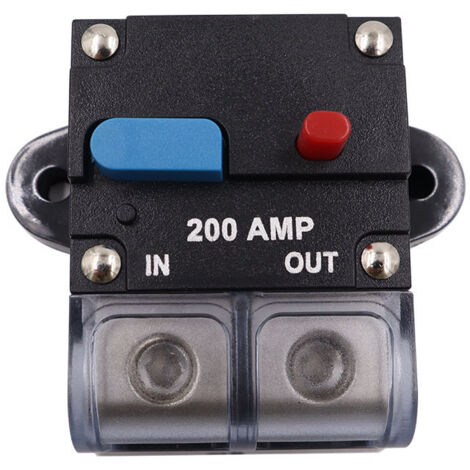 Disjoncteur automobile 200A, disjoncteur à réinitialisation automatique 12-48V DC, étanche, avec interrupteur de réinitialisation de fusible