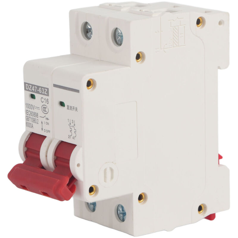 Disjoncteur basse tension 2p 6000a capacité de rupture montage sur rail Din 16A dc 1000v