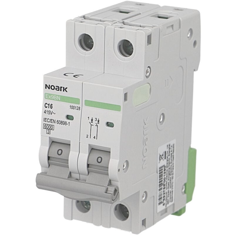 Disjoncteur bipolaire modulaire 63A courbe c Noark Ex9BN