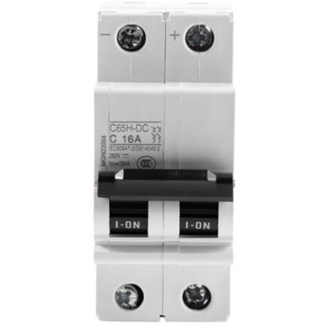 Disjoncteur C65H-DC 2P 250V CC Énergie solaire Interrupteur à air Ampères (16A)