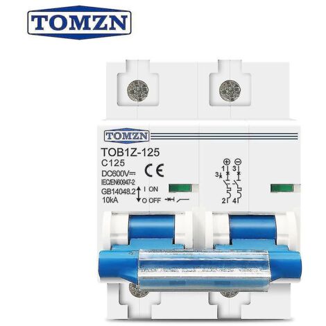Disjoncteur CC 2P 80A 100A 125A 600V pour système PV Courbe C - 80A