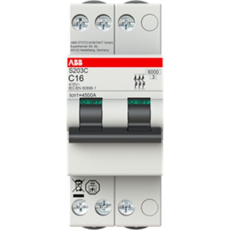 Disjoncteur Compact S200C 3P 16A Courbe C 3kA 2CDS233280R0164 ABB 604225