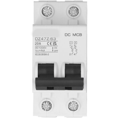 Disjoncteur DC 2P 1000V 20A pour Protection Contre les Surcharges - Système Magnétique pour Installations Photovoltaïques