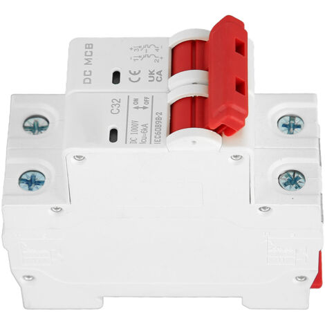 Disjoncteur DC 2P 32A 1000V pour Installation Photovoltaïque, Haute Protection 6000A, Montage sur Rail DIN, DZ47s 63Z C32