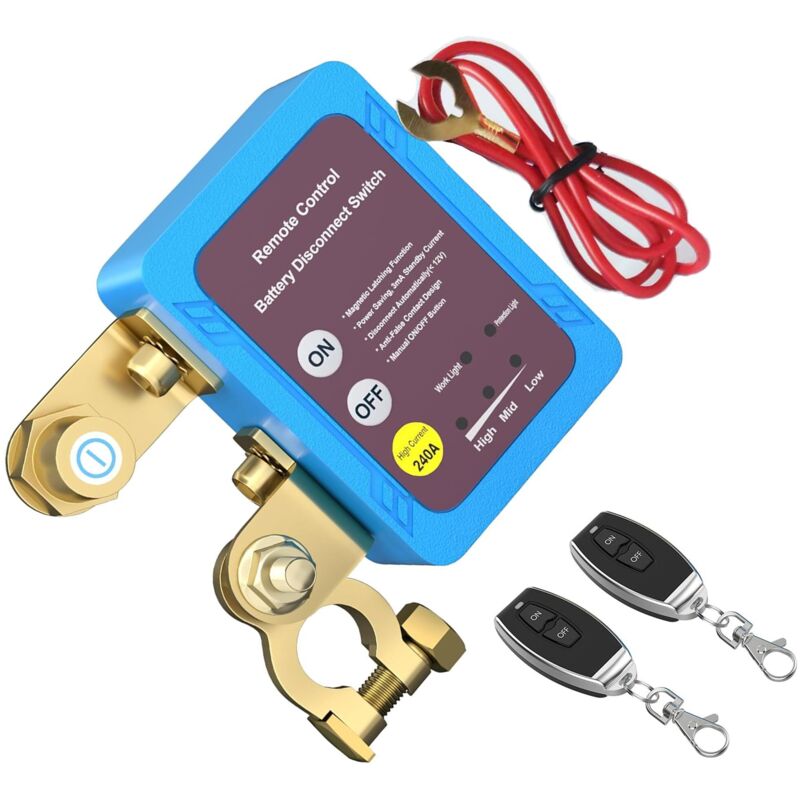 Disjoncteur de batterie télécommandé sans fil - 12 V - 240 A - Interrupteur d'arrêt automatique - Pour voiture, camping-car, ATV, camion, bateau