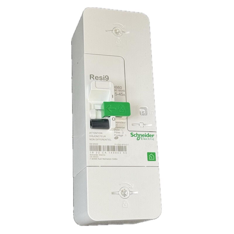 Disjoncteur de branchement edf non-differentiel monophasé 1P+N 15-30-45A pour connexion de service Resi9 DB60