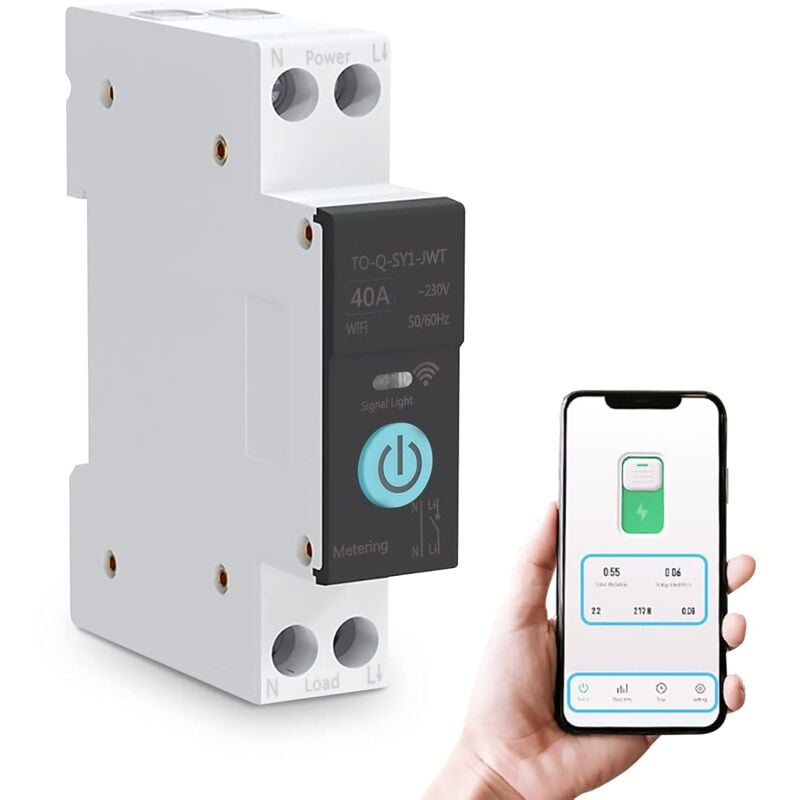 Disjoncteur de commutateur wifi intelligent, télécommande de téléphone portable, 3 modes de synchronisation (40A)