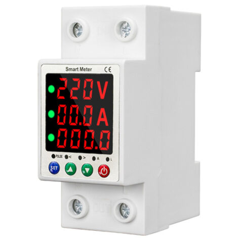 Disjoncteur de protection à réenclenchement automatique avec mesure intelligente, affichage LCD, protection contre les surcharges, les surtensions et les sous-tensions, limitation de courant.